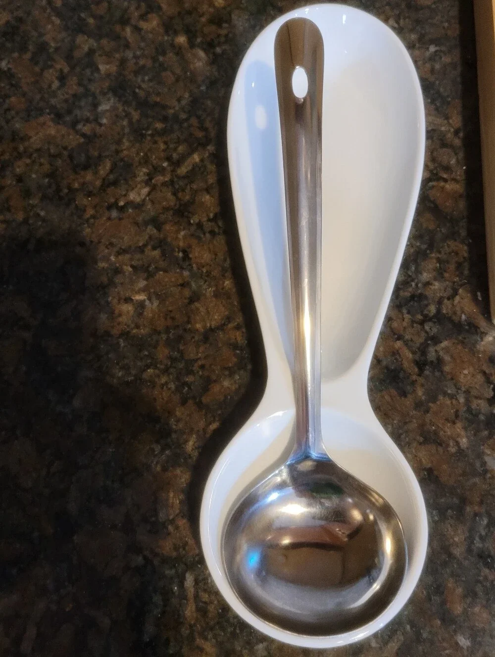 Vintage Crate & Barrel White Porcelain Double Spoon Rest / Utensil Holder